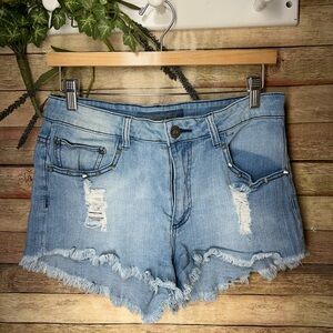 Y2K Celebrity Pink Denim Distressed Jean Shorts Women’s Size 11